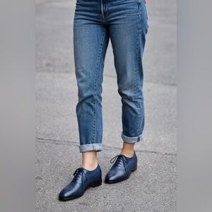 NIB Santoni Navy Blue Women's Oxfords. Size 35/5